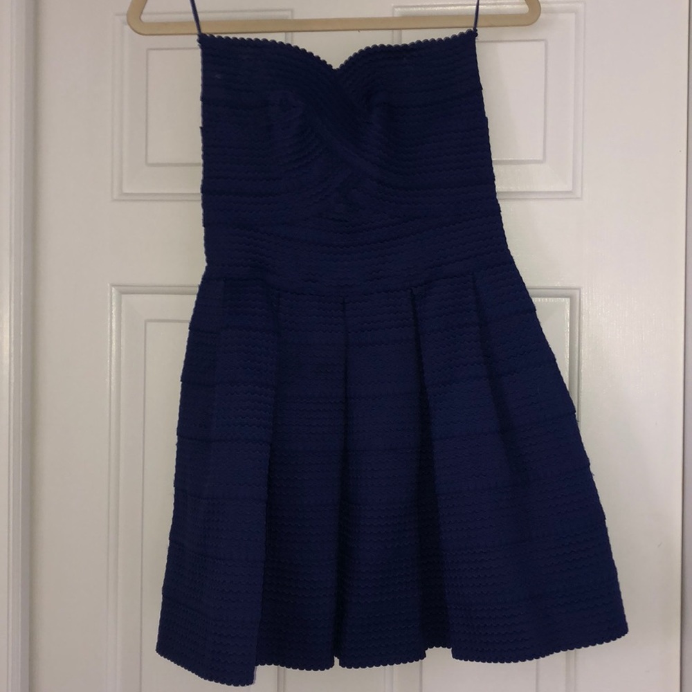Blue strapless Alythea dress